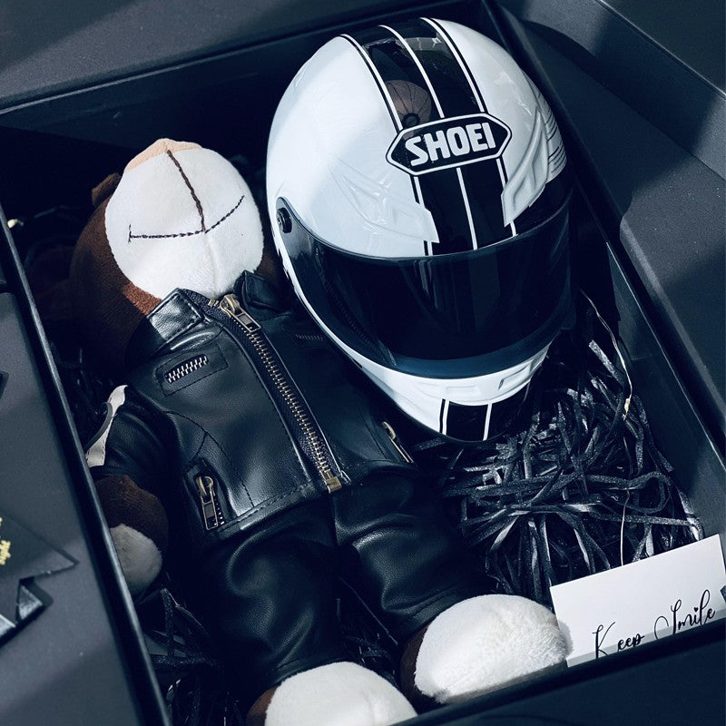 Miniature Motorcycle Helmet & Bear Gift