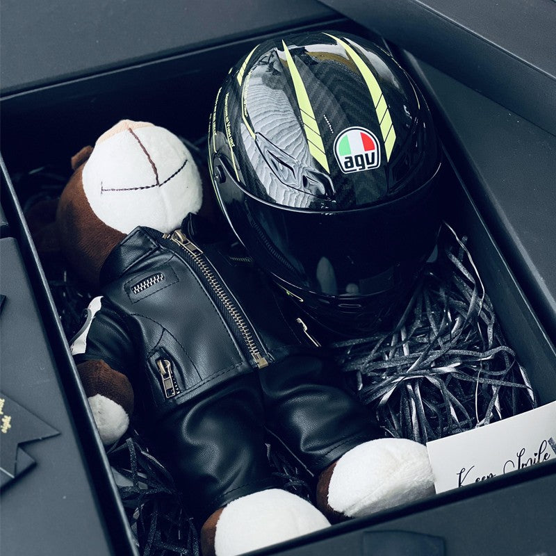 Miniature Motorcycle Helmet & Bear Gift