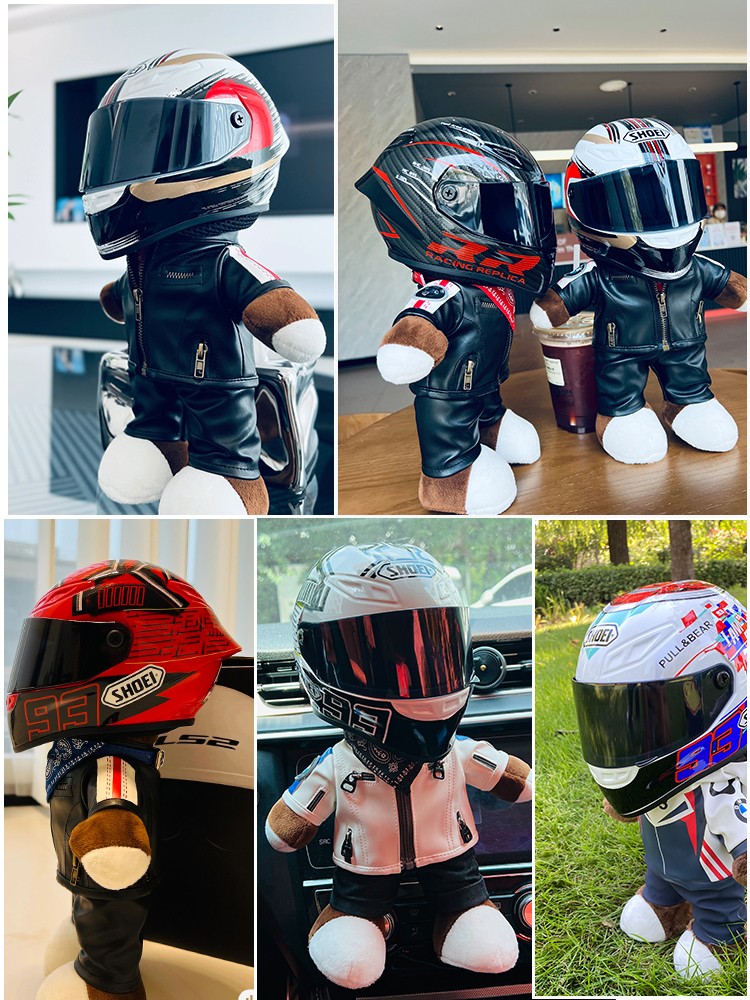 Miniature Motorcycle Helmet & Bear Gift