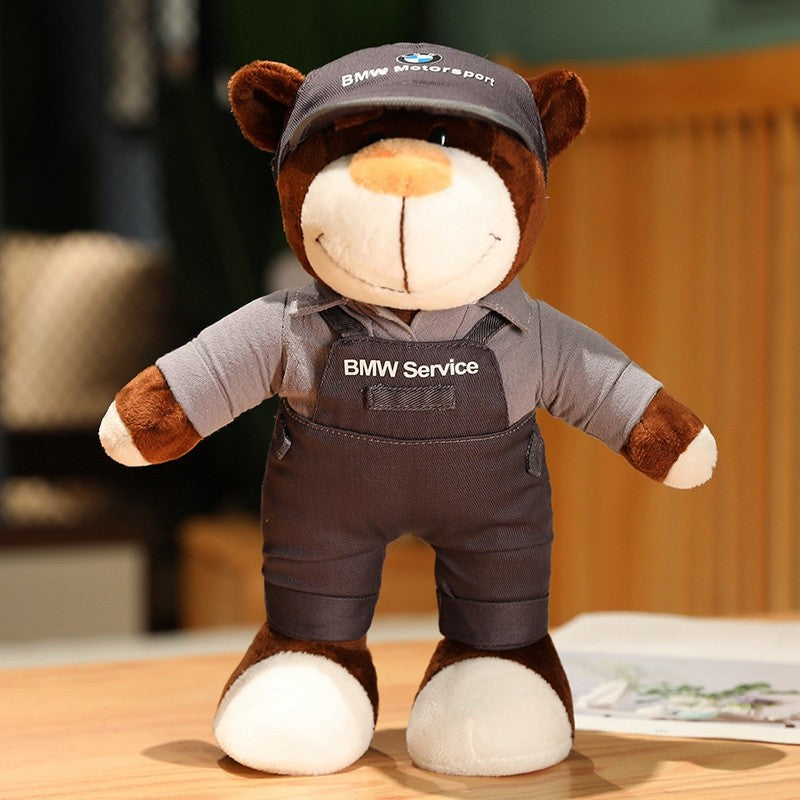 Miniature Helmet Plush Bear Figure