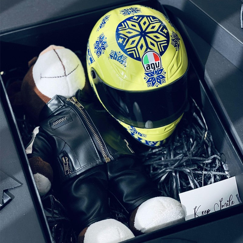 Miniature Motorcycle Helmet & Bear Gift