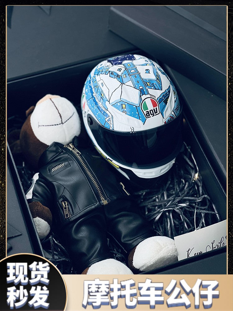 Miniature Motorcycle Helmet & Bear Gift