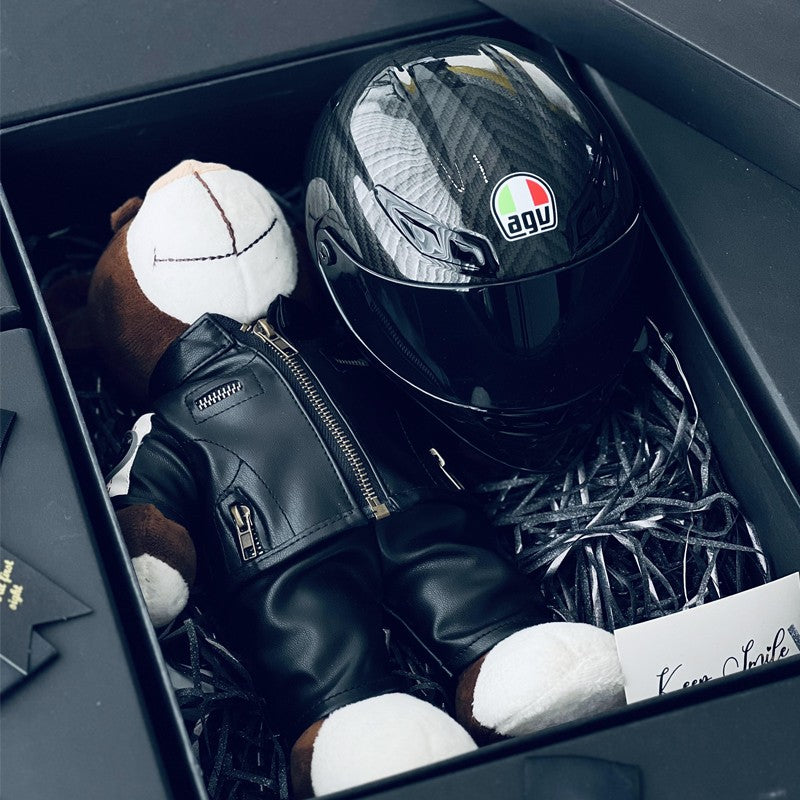 Miniature Motorcycle Helmet & Bear Gift