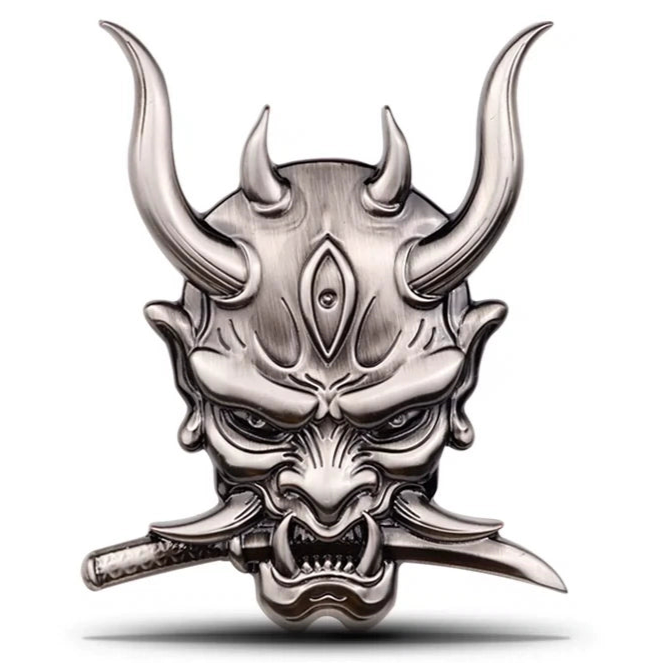 Kabuto Hannya Japanese Samurai Metal Sticker Ornament