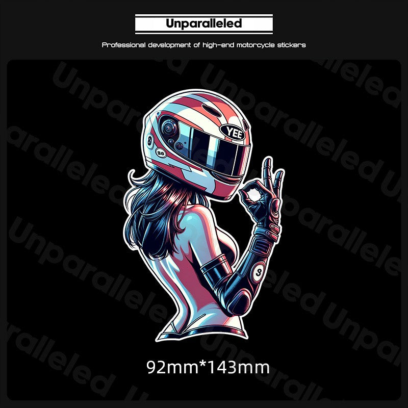 Motorcycle Girl Rider Reflective/ Holographic Stickers