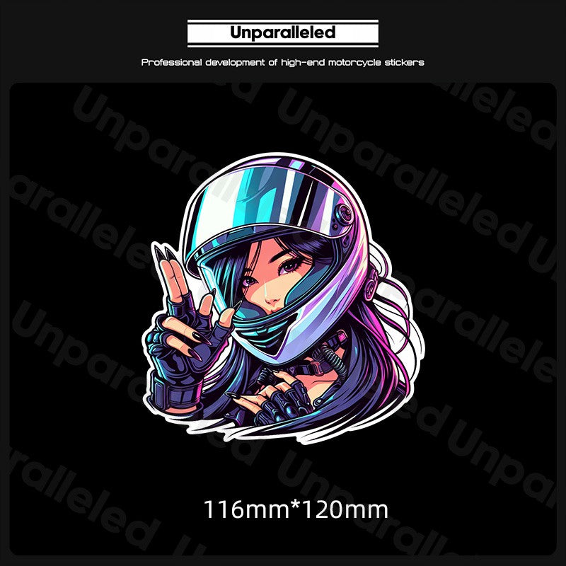 Motorcycle Girl Rider Reflective/ Holographic Stickers