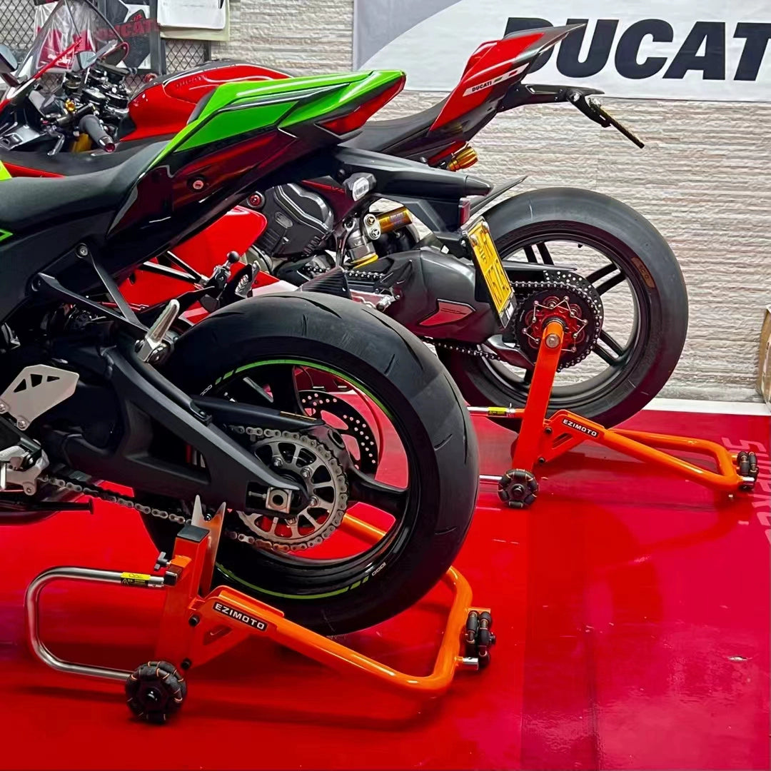 Paddock Stand - Single and Double-sided Swingarm with Spinner Wheel