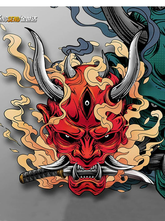 Kabuto Hannya Japanese Samurai Metal Sticker Ornament